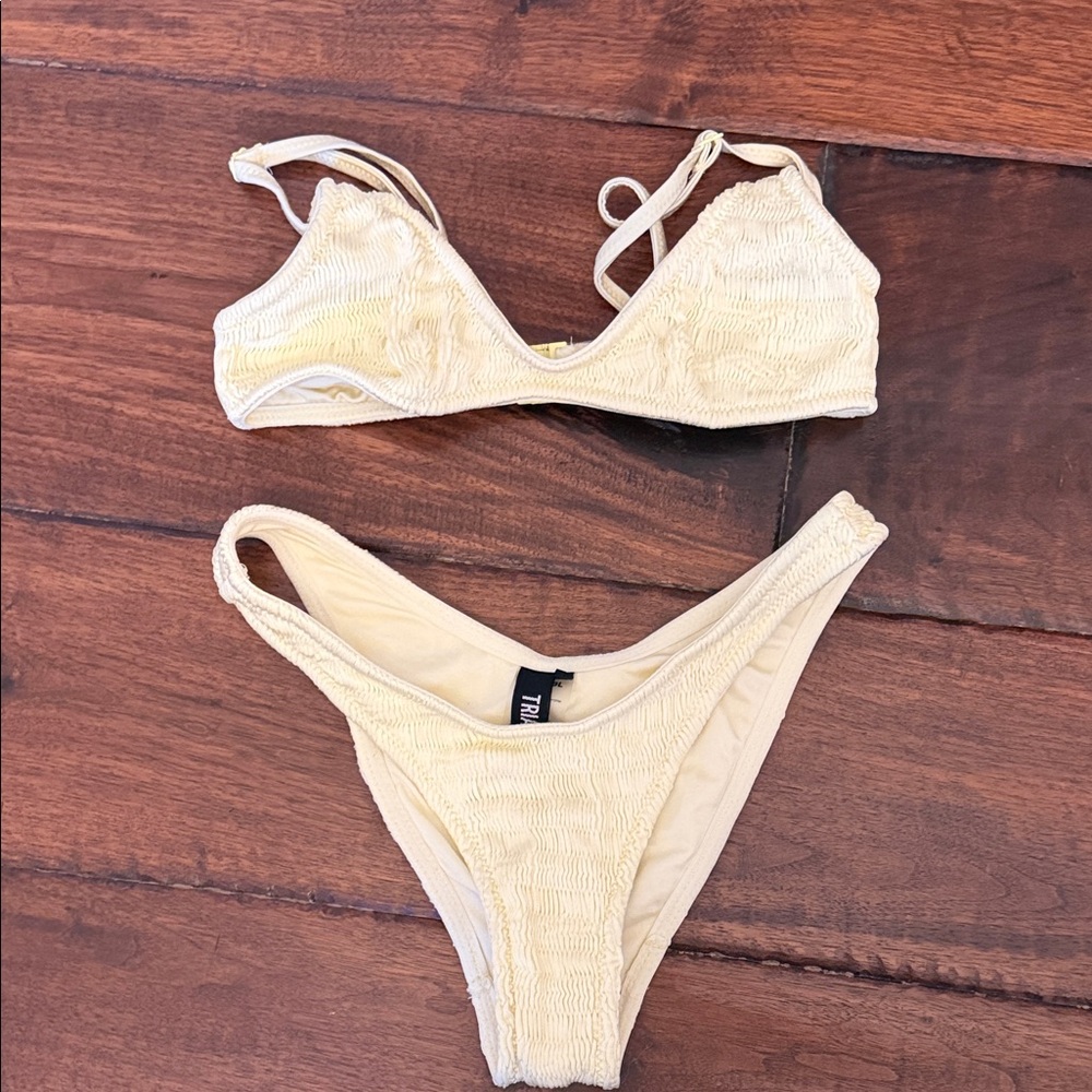 triangl swimwear Cream Textured Two-Piece Bikini Set